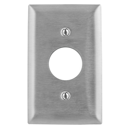 HUBBELL WIRING DEVICE-KELLEMS Wallplates and Boxes, Metallic Plates, 1- Gang, 1) 1.40" Opening, Jumbo, Stainless Steel SSJ7